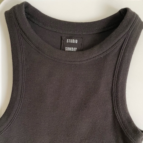 Studio Sunday Black Ribbed Muscle Tank Top Size XS - Picture 4 of 6